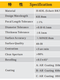H-K9L; BK7 Bi-Convex Lenses